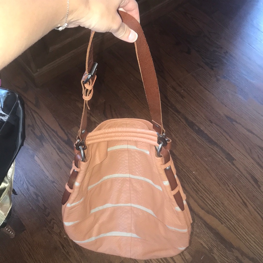 Gorgeous Leather Satchel Embossed Python Bag - image 2